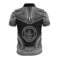 Palau Polo Shirt Palau Seal Polynesian Chief Tattoo Black Version - Polynesian Pride
