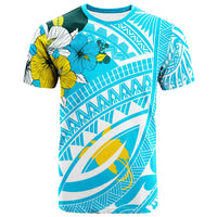 Papua New Guinea T Shirt Polynesian Pattern Aquamarine Stone Color Unisex Blue - Polynesian Pride