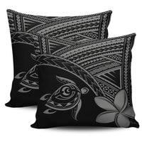 hawaiiPillow Cases - Hawaii Turtle Plumeria Grey One Size 18"x 18" (Twin Sides) (Set of 2) Grey - Polynesian Pride