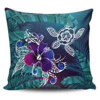 hawaiiPillow Covers - Hawaii Turtle Flowers And Palms Retro One Size Green - Polynesian Pride