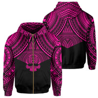Polynesian Skull Hawaii Zip Hoodie Pink Circle Style Unisex Pink - Polynesian Pride
