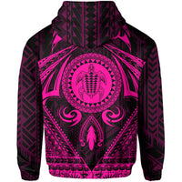 Polynesian Kakau Kanaka Turtle Map Hawaii Zip Hoodie Circle Style Pink - Polynesian Pride