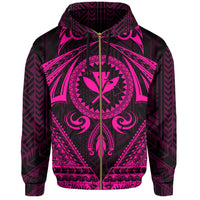 Polynesian Kakau Kanaka Turtle Map Hawaii Zip Hoodie Circle Style Pink - Polynesian Pride