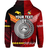 Custom Papua New Guinea Tonga Zip Hoodie Polynesian Together Red, Custom Text and Number LT8 - Polynesian Pride