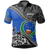 Pohnpei Polo Shirt Fall In The Wave K7 Unisex Blue - Polynesian Pride