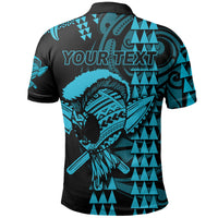 Custom Hawaii Polynesian Warrior Kakau Polo Shirt Blue LT6 - Polynesian Pride