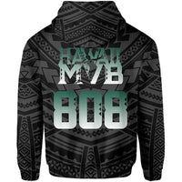 Polynesian Volleyball Sport Kakau Hawaii Zip Hoodie Black - Polynesian Pride