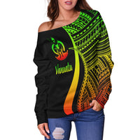 Vanuatu Women's Off Shoulder Sweater - Reggae Polynesian Tentacle Tribal Pattern - Polynesian Pride