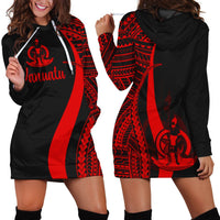 Vanuatu Women's Hoodie Dress - Red Polynesian Tentacle Tribal Pattern Red - Polynesian Pride