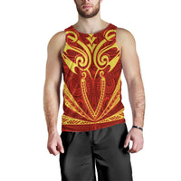 Hawaii Kanaka Polynesian Football Jersey Men's Tank Top - Red And Yellow - Bernice - AH - Polynesian Pride