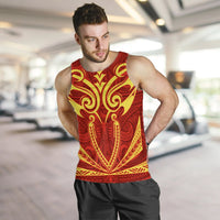 Hawaii Kanaka Polynesian Football Jersey Men's Tank Top - Red And Yellow - Bernice - AH - Polynesian Pride