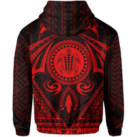 Polynesian Kakau Kanaka Turtle Map Hawaii Zip Hoodie Circle Style Red - Polynesian Pride