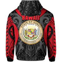 Hawaii Polynesian Tribal Coat of Arms Zipper Hoodie Red Mark Style - Polynesian Pride