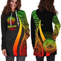 American Samoa Women's Hoodie Dress - Reggae Polynesian Tentacle Tribal Pattern - Polynesian Pride