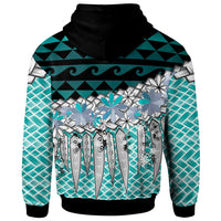 Samoa Hoodie Coconut Leaves Weave Pattern Blue - Polynesian Pride
