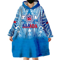 Samoa Rugby Toa Samoa Polynesian Pacific Blue Version Wearable Blanket Hoodie LT14 - Polynesian Pride