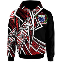 Samoa Hoodie Tribal Flower Special Pattern Red Color Unisex Black - Polynesian Pride