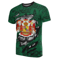 Custom Hawaii Royal King Tatau Green Polynesian T Shirt - Polynesian Pride