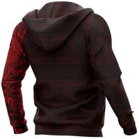 Hoodie Polynesian Tribal Lizard Tattoo Red - Polynesian Pride