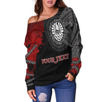 Tahiti Polynesian Personalised Women's Off Shoulder Sweater - Polynesian Chain Style - Polynesian Pride