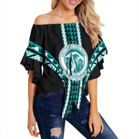 Hawaii - King Kekaulike High Football Jersey Off Shoulder Waist Wrap Top - AH Female Black - Polynesian Pride