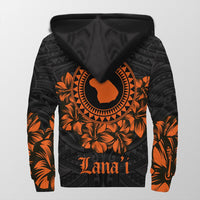 Lanai Map Hibiscus Polynesian Sherpa Hoodie - Lithe Style - AH - Polynesian Pride