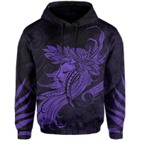 Polynesian Tropic Hula Girl Hibiscus Hawaii Hoodie Purple - Polynesian Pride