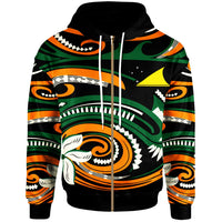Tokelau Zip Hoodie Vortex Style Unisex Green Orange - Polynesian Pride