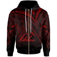 Tokelau Zip Hoodie Red Color Cross Style Unisex Black - Polynesian Pride