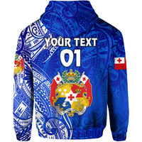 Custom Tonga Coat of Arms Hoodie Simple Vibes Blue, Custom Text and Number LT8 - Polynesian Pride