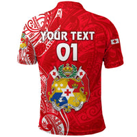 Custom Tonga Coat Of Arms Polo Shirt Simple Vibes Bright Red, Custom Text and Number LT8 - Polynesian Pride