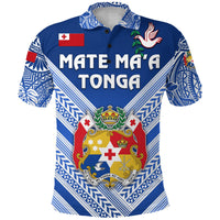 Mate Maa Tonga Rugby Polo Shirt Polynesian Creative Style Blue - Polynesian Pride