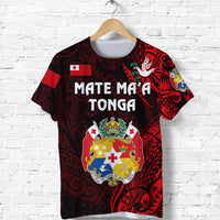Custom Tonga Coat of Arms T Shirt Simple Vibes Red, Custom Text and Number LT8 - Polynesian Pride