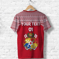 Custom Kolisi Tonga T Shirt Mate Maa Tonga Simple Version Coat of Arms, Custom Text and Number - Polynesian Pride