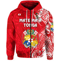 Custom Tonga Coat of Arms Zip Hoodie Simple Vibes Bright Red, Custom Text and Number LT8 - Polynesian Pride