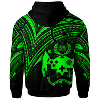 Tonga Zip Hoodie Green Color Cross Style - Polynesian Pride