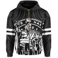 Polynesian King Kanaka Map Seal of Hawaii Zip Hoodie White - Polynesian Pride