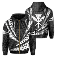 Polynesian Kakau Kanaka Maoli Map Hawaii Zip Hoodie White Unisex White - Polynesian Pride