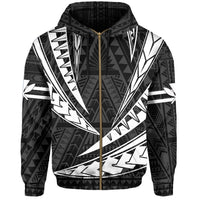 Polynesian Kakau Kanaka Maoli Map Hawaii Zip Hoodie White - Polynesian Pride