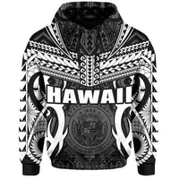 Hawaii Polynesian Tribal Coat of Arms Hoodie White Mark Style - Polynesian Pride