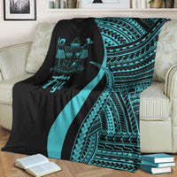 Fiji Premium Blanket - Turquoise Polynesian Tentacle Tribal Pattern Crest - Polynesian Pride