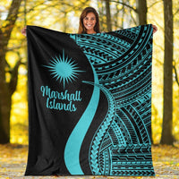 Marshall Islands Premium Blanket - Turquoise Polynesian Tentacle Tribal Pattern - Polynesian Pride
