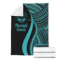 Marshall Islands Premium Blanket - Turquoise Polynesian Tentacle Tribal Pattern Crest - Polynesian Pride