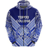 Kolisi Ko Tupou College Tonga Zip Hoodie Creative Style Blue - Polynesian Pride