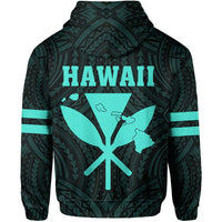 Polynesian King Kanaka Map Seal of Hawaii Hoodie Turquoise - Polynesian Pride