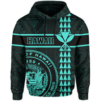 Polynesian Kakau Kanaka Seal of Hawaii Hoodie Turquoise - Polynesian Pride
