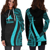 Tokelau Women's Hoodie Dress - Turquoise Polynesian Tentacle Tribal Pattern - Polynesian Pride