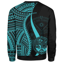 Marshall Islands Sweatshirt - Turquoise Polynesian Tentacle Tribal Pattern Crest - Polynesian Pride