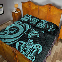Kosrae Quilt Bed Set - Turquoise Tentacle Turtle - Polynesian Pride