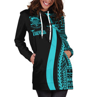 Tuvalu Women's Hoodie Dress - Turquoise Polynesian Tentacle Tribal Pattern - Polynesian Pride